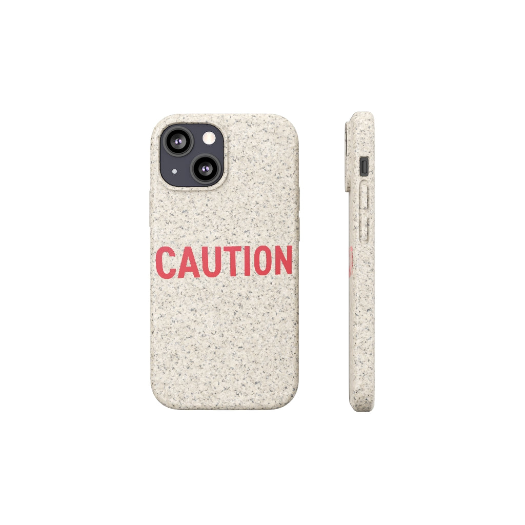 Caution Biodegradable Case made from PLA plant polymer and bamboo, showcasing its slim design and eco-friendly features.