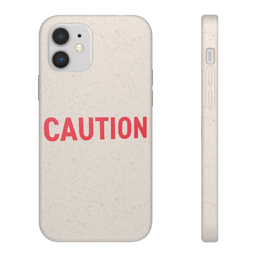 Caution Biodegradable Case made from PLA plant polymer and bamboo, showcasing its slim design and eco-friendly features.