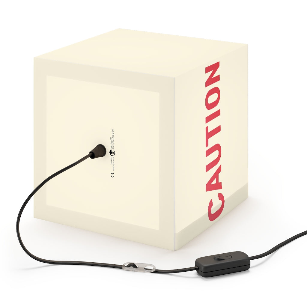 A stylish Caution Light Cube Lamp showcasing its unique cube design, perfect for indoor decoration and customizable lighting displays.