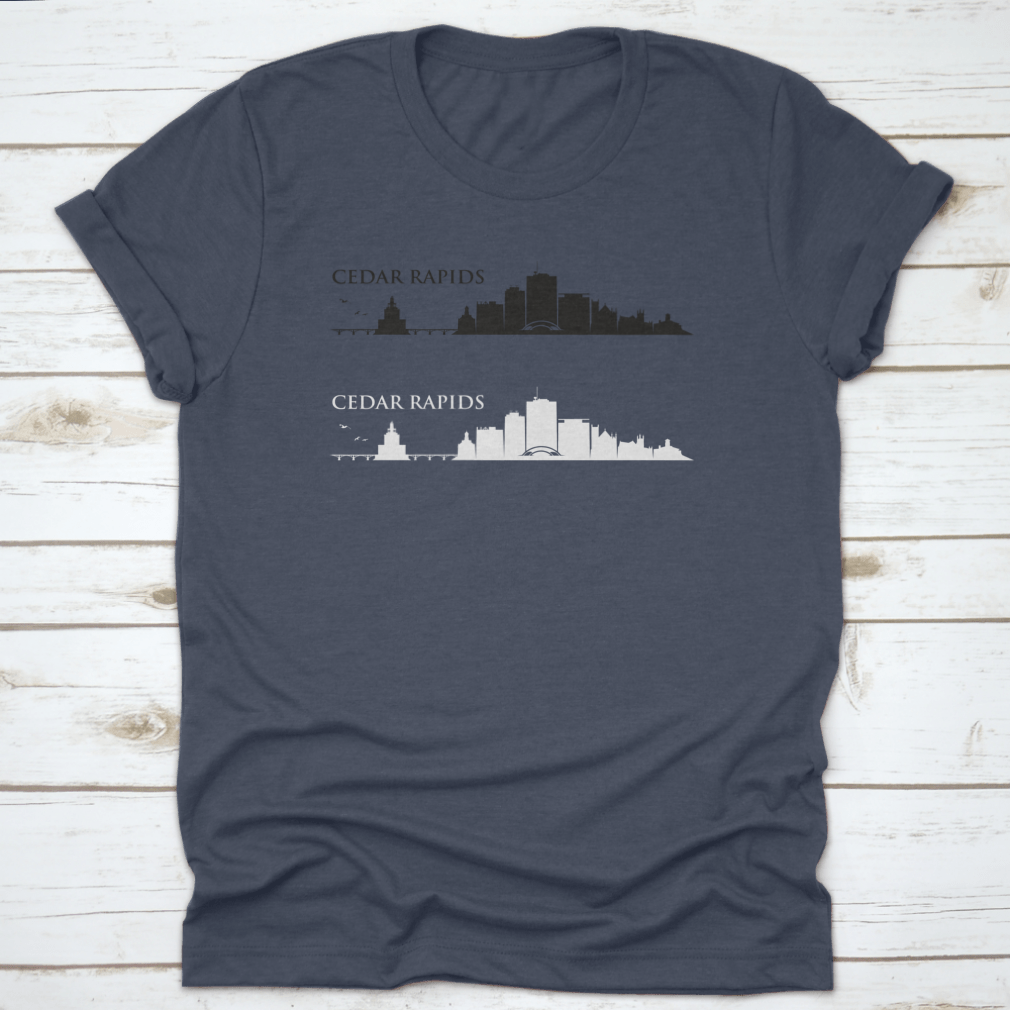 Cedar Rapids skyline vector design on cotton apparel, showcasing urban landscape.