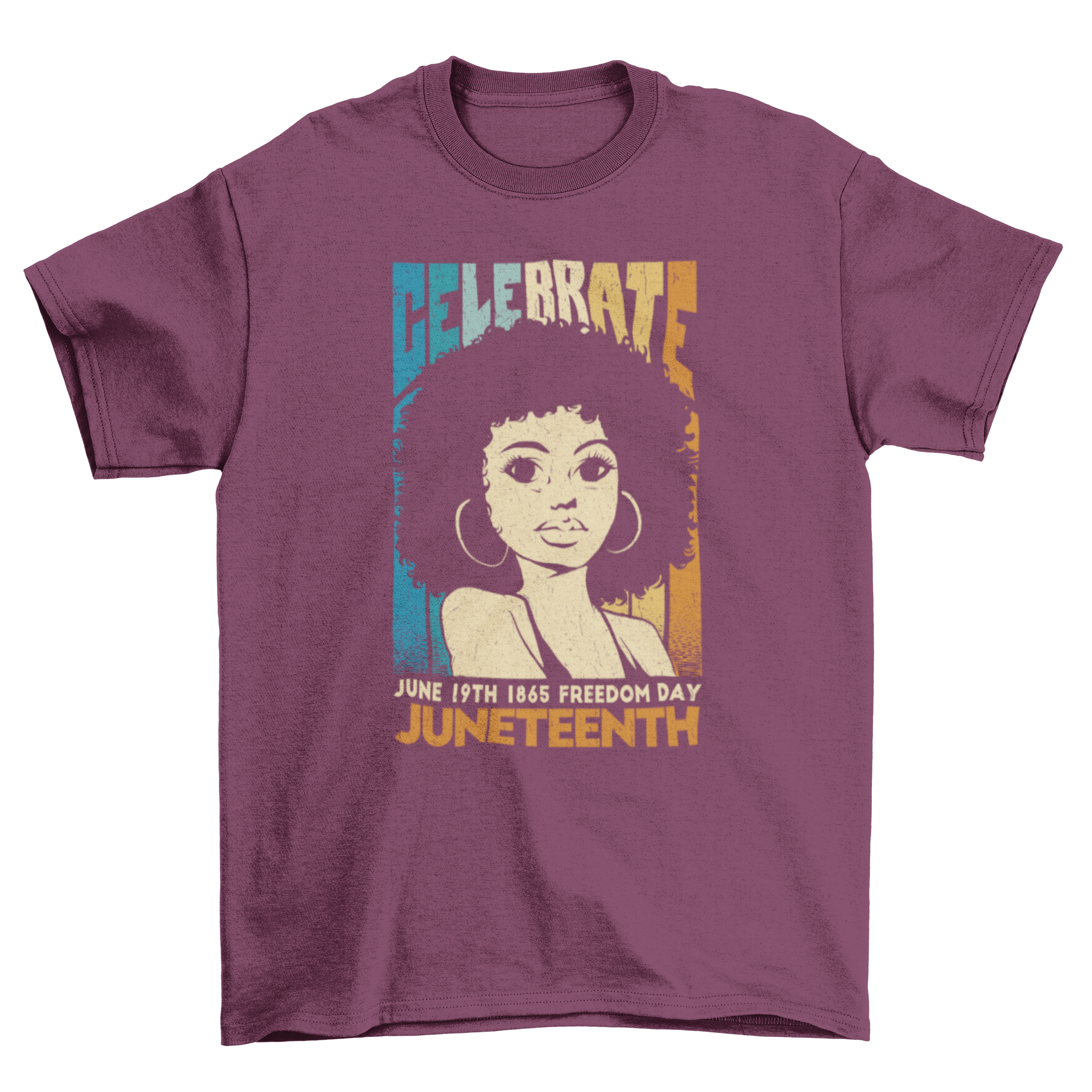 Celebrate Juneteenth woman t-shirt featuring an empowering design with the quote 'Celebrate Juneteenth'.