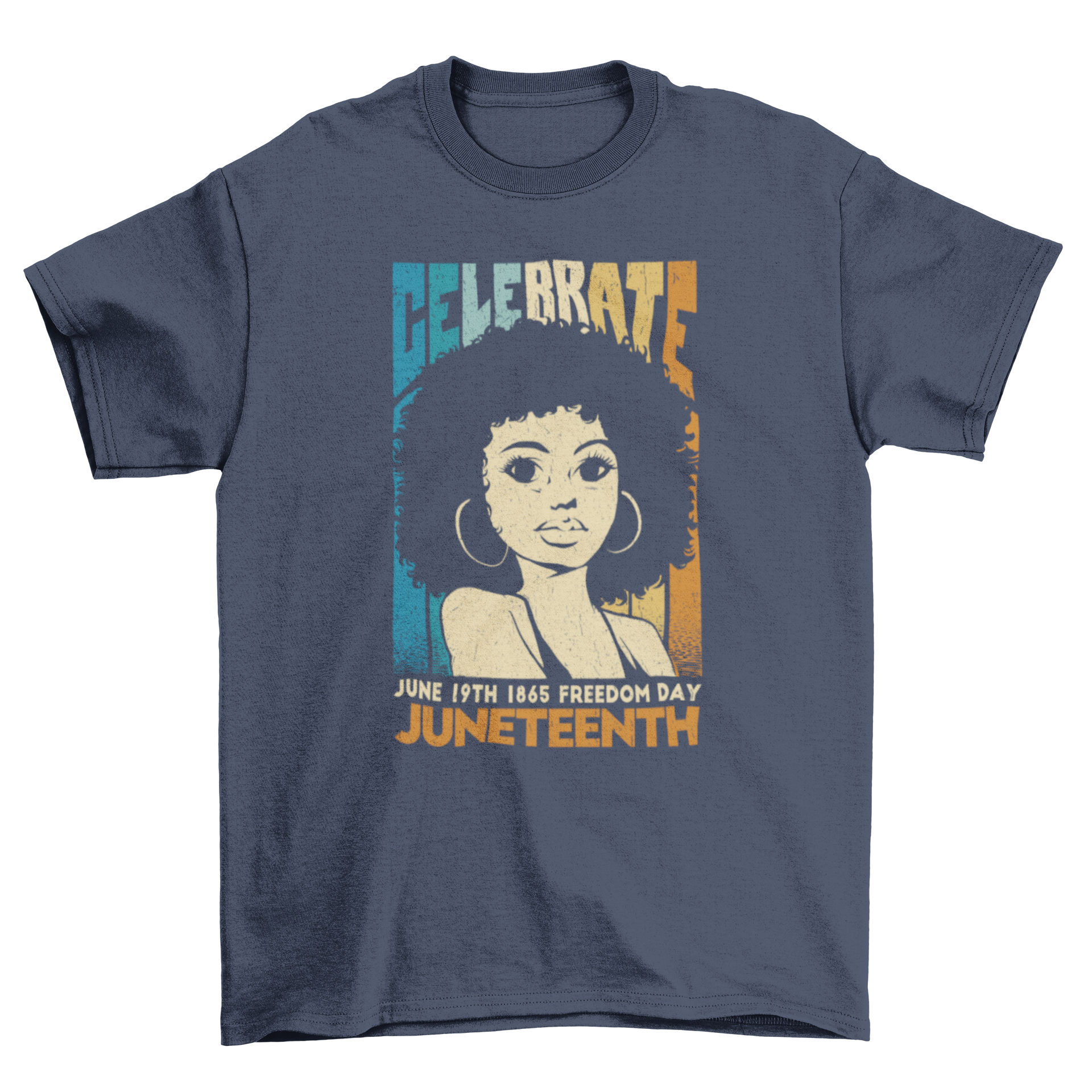 Celebrate Juneteenth woman t-shirt featuring an empowering design with the quote 'Celebrate Juneteenth'.