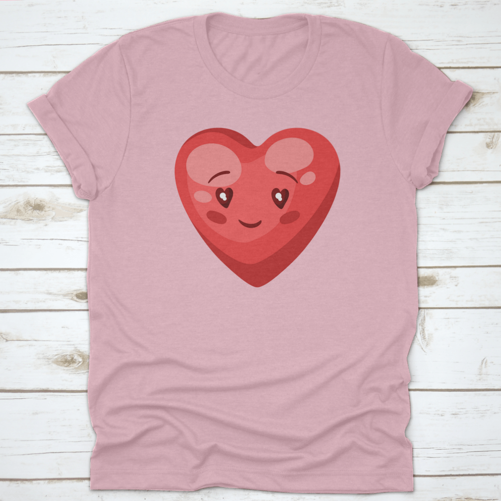 Illustration of a cute heart symbolizing love for Valentine's Day, featured on a comfortable cotton apparel.