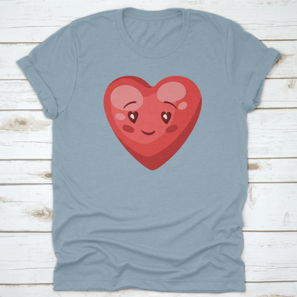 Illustration of a cute heart symbolizing love for Valentine's Day, featured on a comfortable cotton apparel.