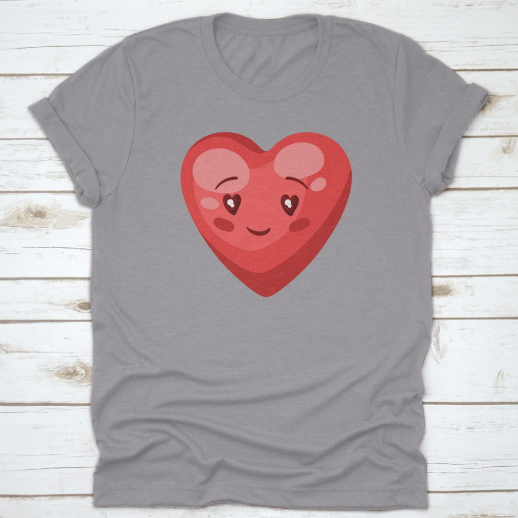Illustration of a cute heart symbolizing love for Valentine's Day, featured on a comfortable cotton apparel.
