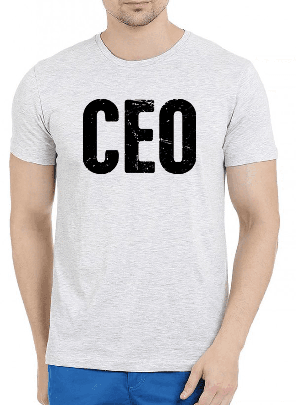 A stylish CEO Half Sleeves Melange T-shirt made from 100% soft cotton, featuring a unique melange texture and available in various colors.