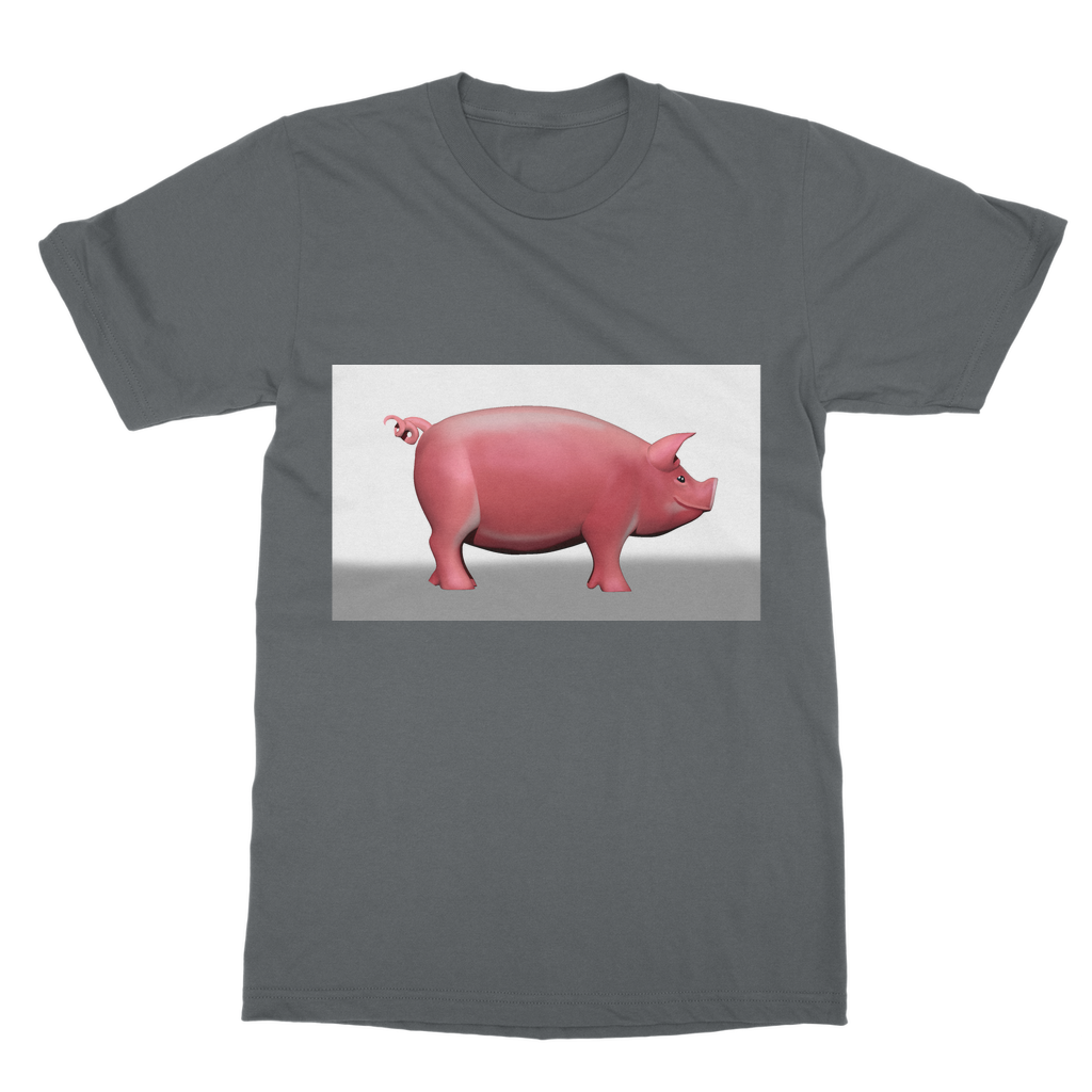 CG Pig Classic Adult T-Shirt in various colors, showcasing its soft fabric and round neck design.