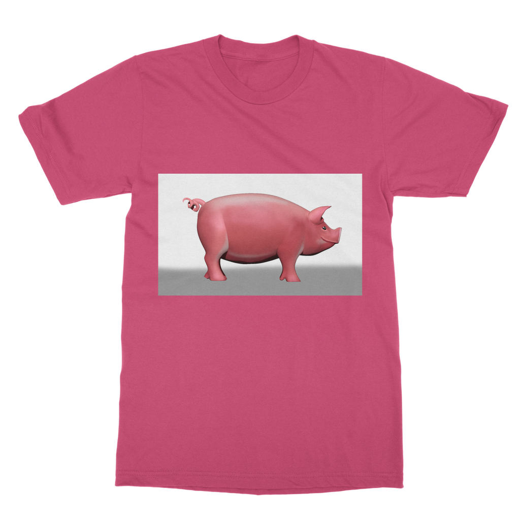 CG Pig Classic Adult T-Shirt in various colors, showcasing its soft fabric and round neck design.
