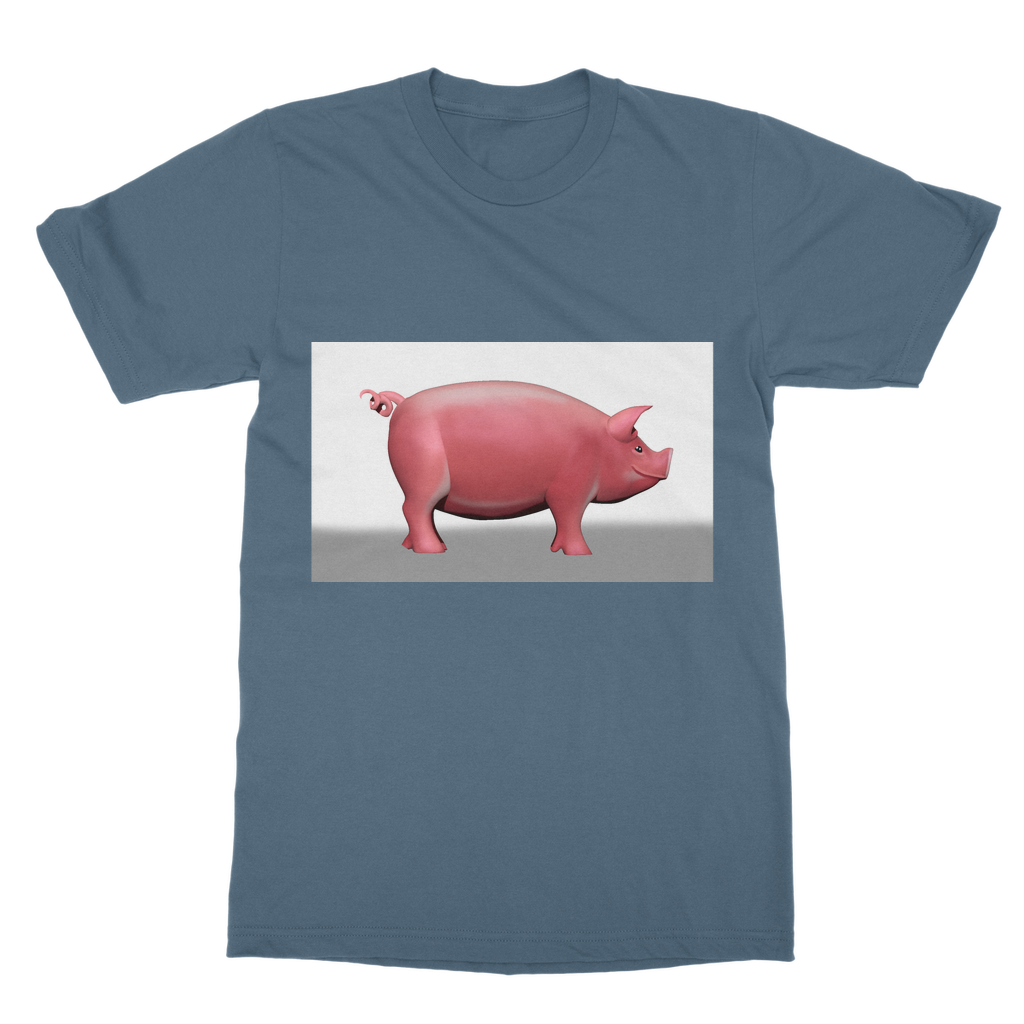 CG Pig Classic Adult T-Shirt in various colors, showcasing its soft fabric and round neck design.
