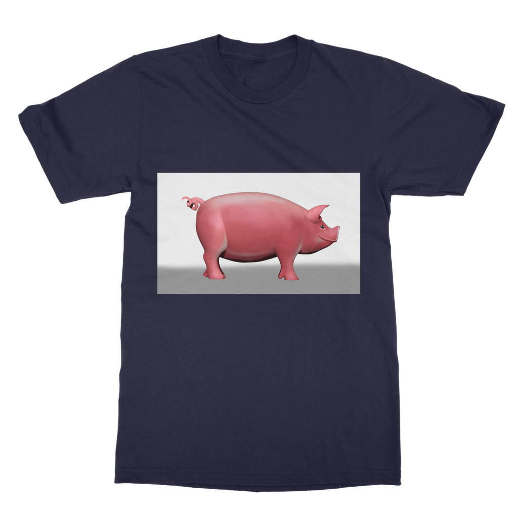 CG Pig Classic Adult T-Shirt in various colors, showcasing its soft fabric and round neck design.