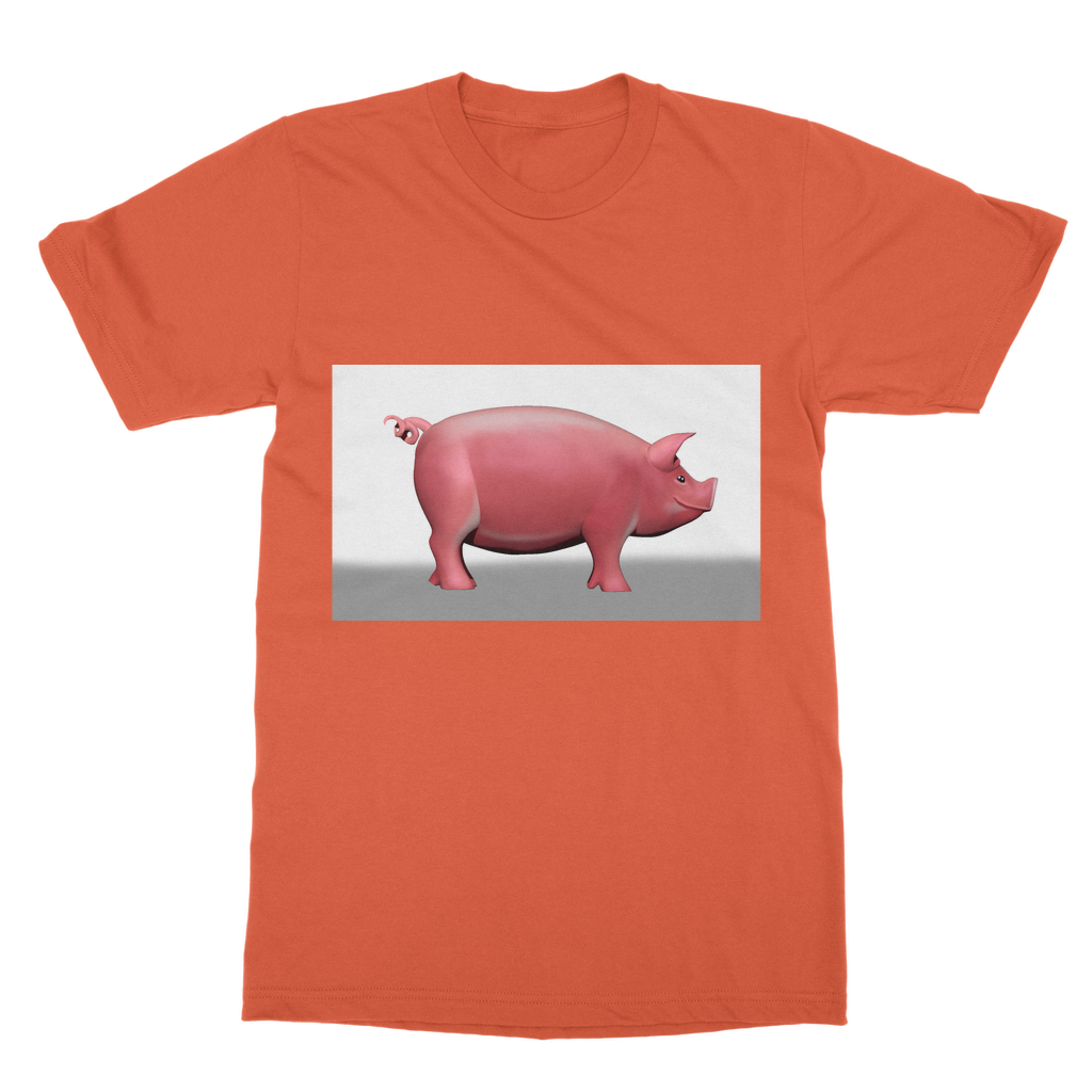 CG Pig Classic Adult T-Shirt in various colors, showcasing its soft fabric and round neck design.
