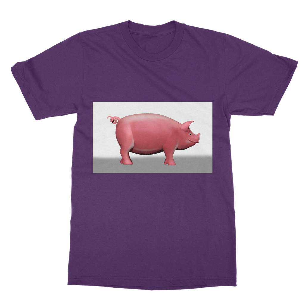 CG Pig Classic Adult T-Shirt in various colors, showcasing its soft fabric and round neck design.