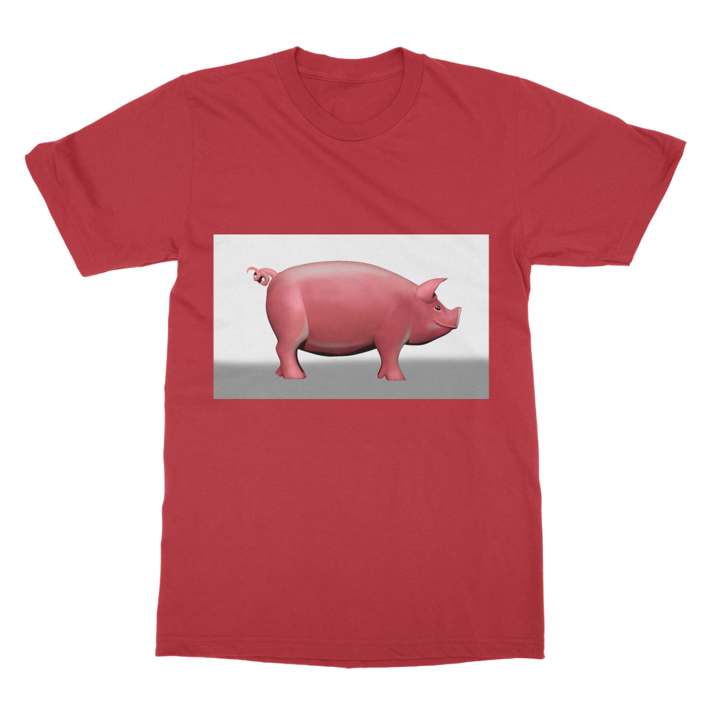 CG Pig Classic Adult T-Shirt in various colors, showcasing its soft fabric and round neck design.