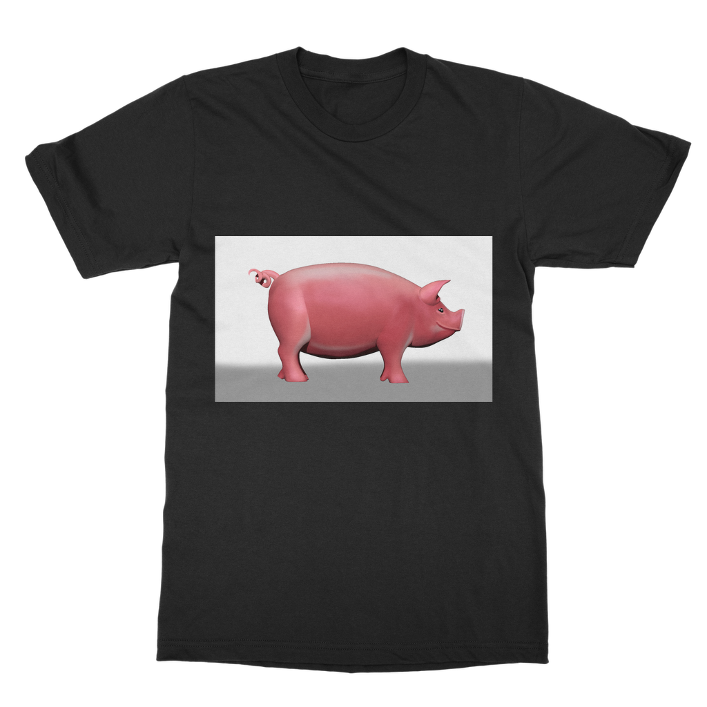 CG Pig Classic Adult T-Shirt in various colors, showcasing its soft fabric and round neck design.