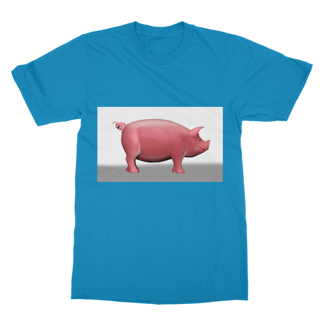 CG Pig Classic Adult T-Shirt in various colors, showcasing its soft fabric and round neck design.