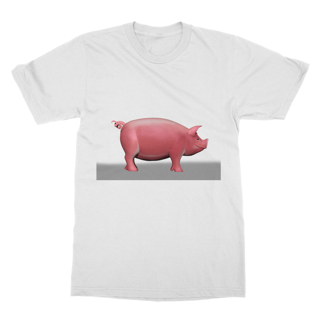 CG Pig Classic Adult T-Shirt in various colors, showcasing its soft fabric and round neck design.