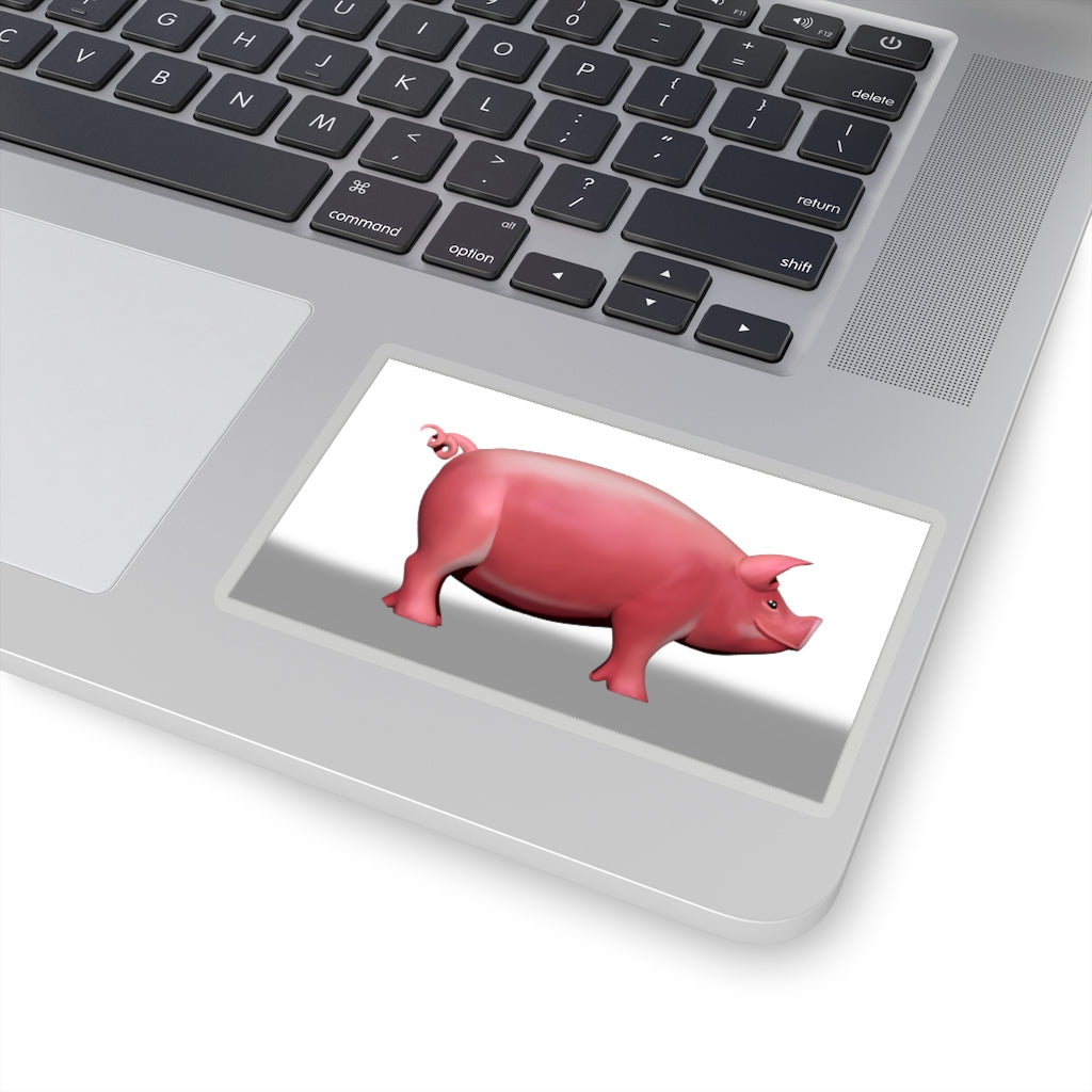 CG Pig Kiss-Cut Stickers showcasing customizable designs in white and transparent options, perfect for indoor use.