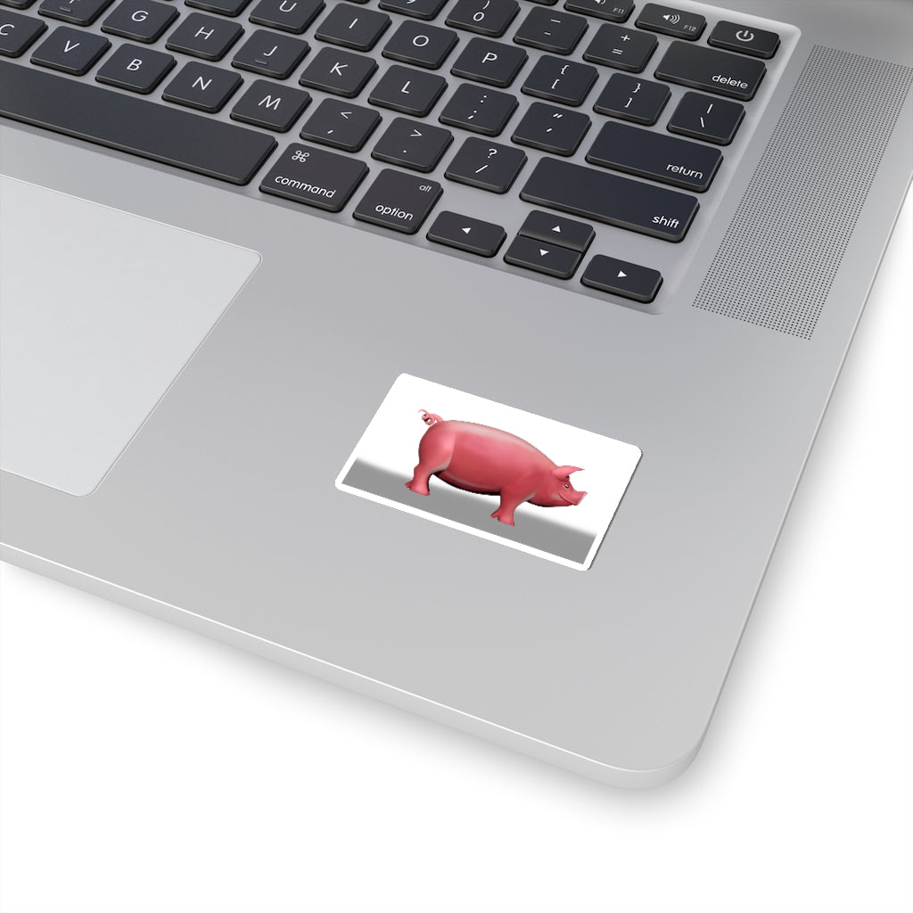CG Pig Kiss-Cut Stickers showcasing customizable designs in white and transparent options, perfect for indoor use.