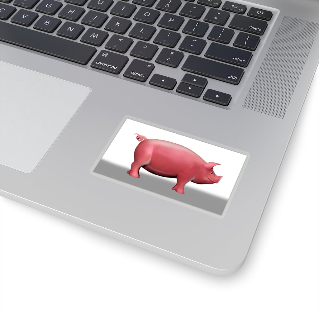 CG Pig Kiss-Cut Stickers showcasing customizable designs in white and transparent options, perfect for indoor use.