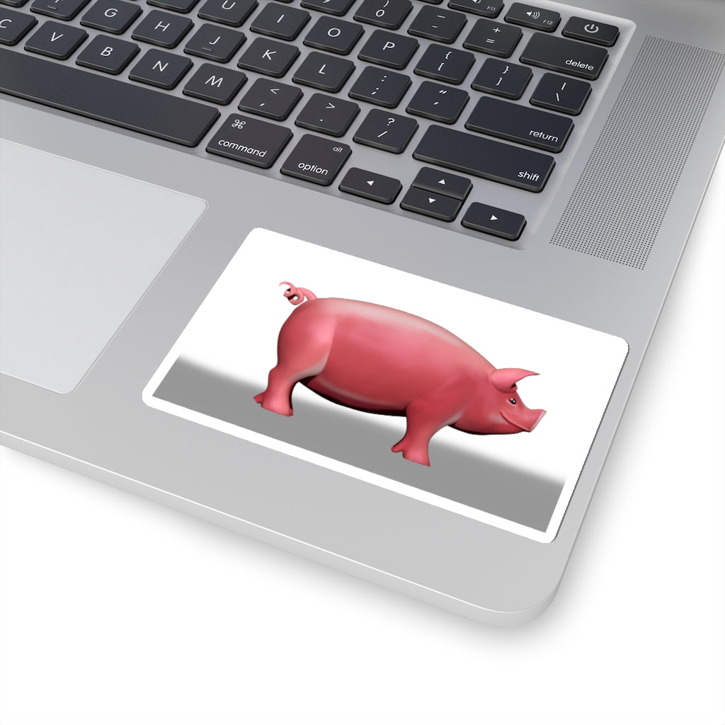 CG Pig Kiss-Cut Stickers showcasing customizable designs in white and transparent options, perfect for indoor use.