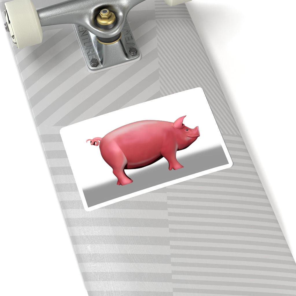 CG Pig Kiss-Cut Stickers showcasing customizable designs in white and transparent options, perfect for indoor use.
