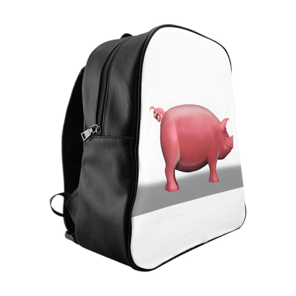 CG Pig School Backpack featuring a playful design, padded back, and multiple pockets, made from durable PU leather.