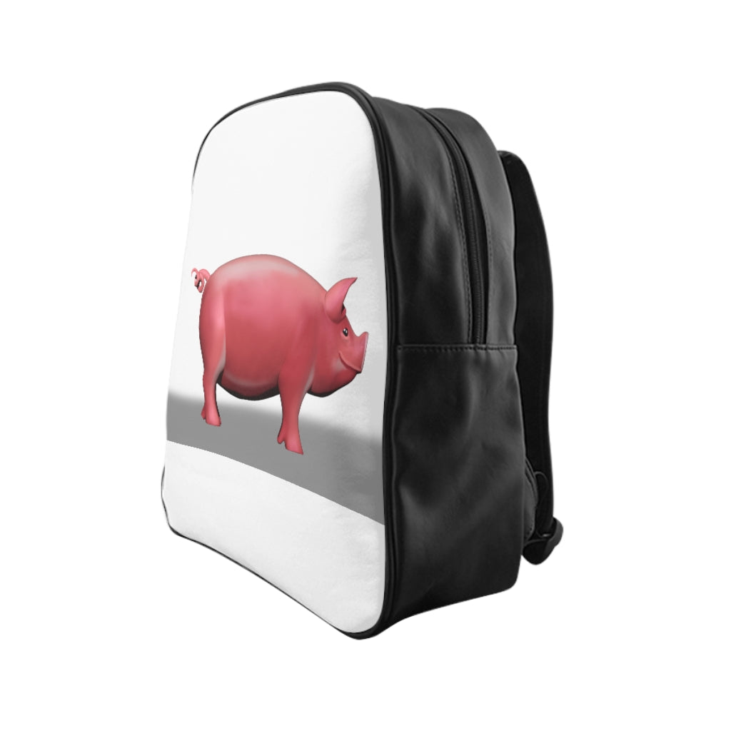 CG Pig School Backpack featuring a playful design, padded back, and multiple pockets, made from durable PU leather.
