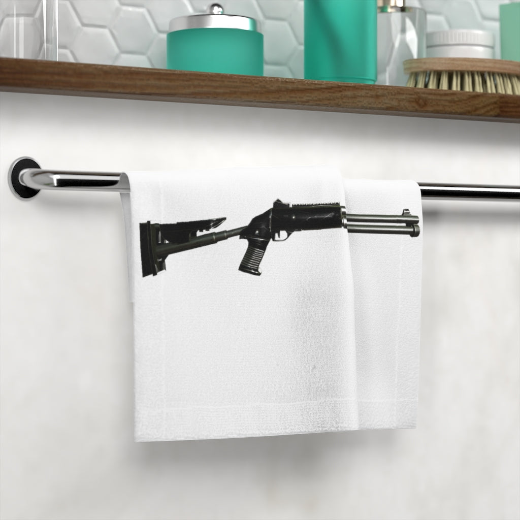 CG Shotgun Face Towel featuring a customizable polyester front and soft cotton back, ideal for personal use or gifting.