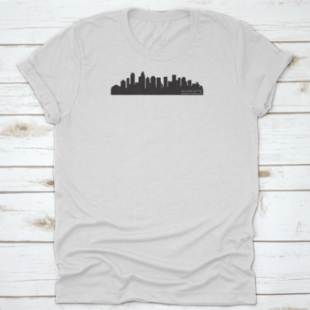Detailed vector silhouette of the Charlotte, North Carolina skyline showcasing iconic buildings and structures.