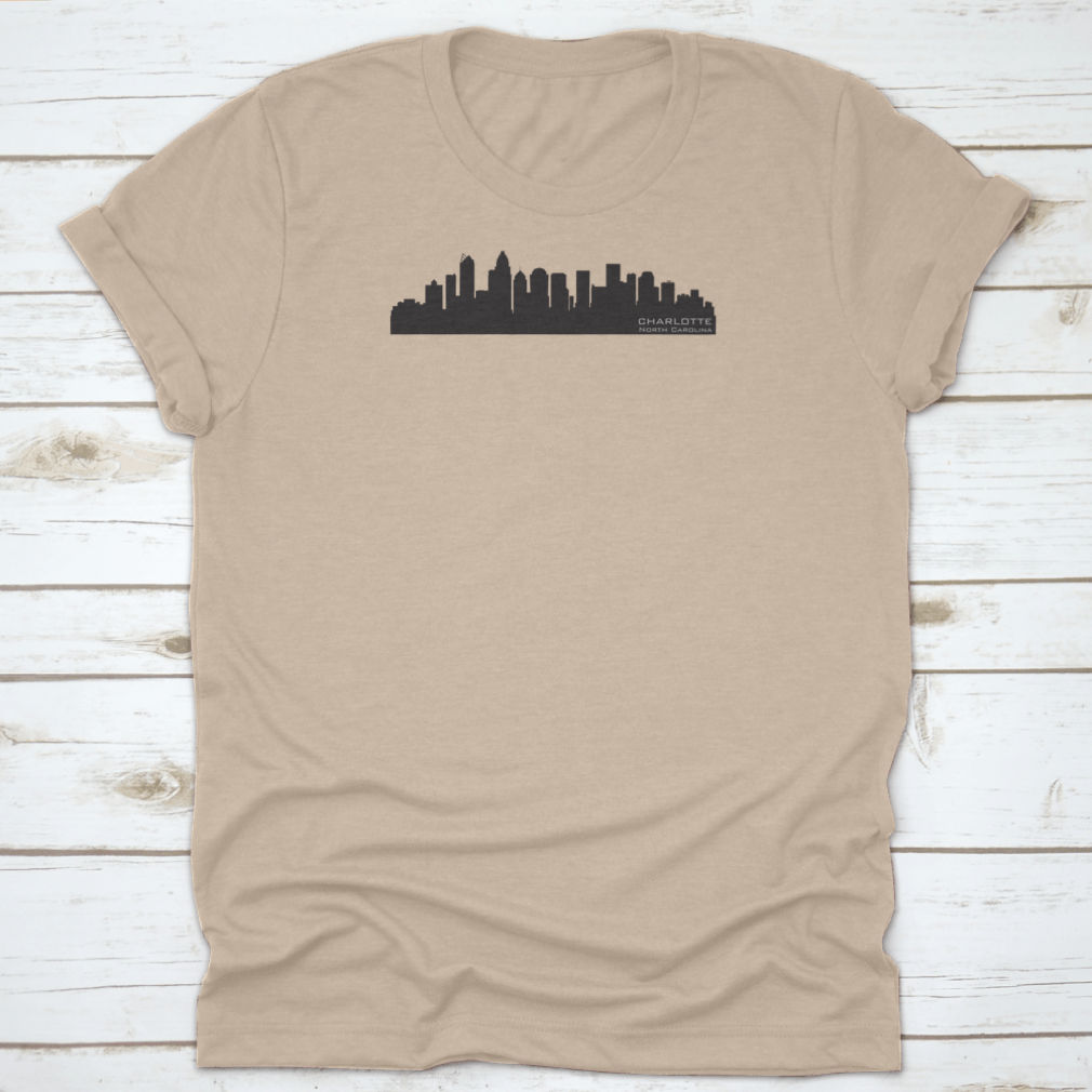 Detailed vector silhouette of the Charlotte, North Carolina skyline showcasing iconic buildings and structures.