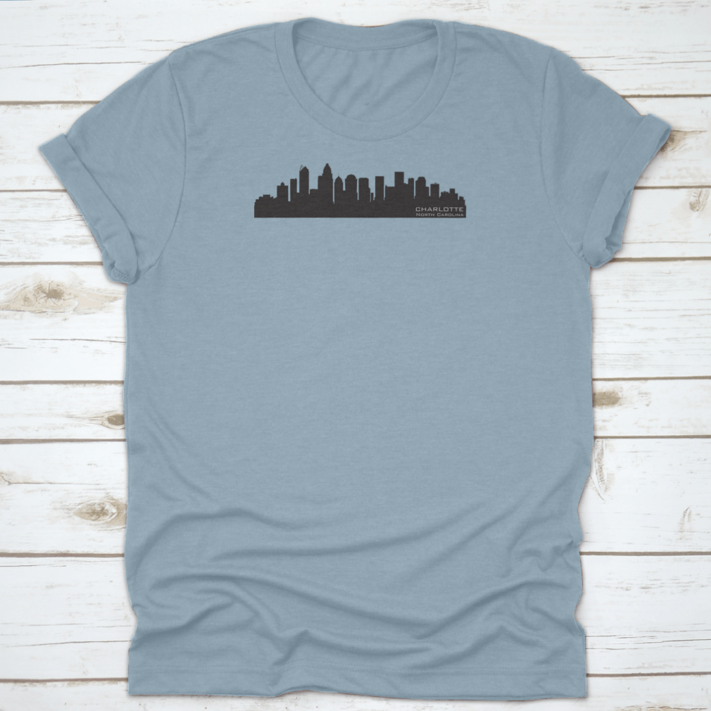 Detailed vector silhouette of the Charlotte, North Carolina skyline showcasing iconic buildings and structures.