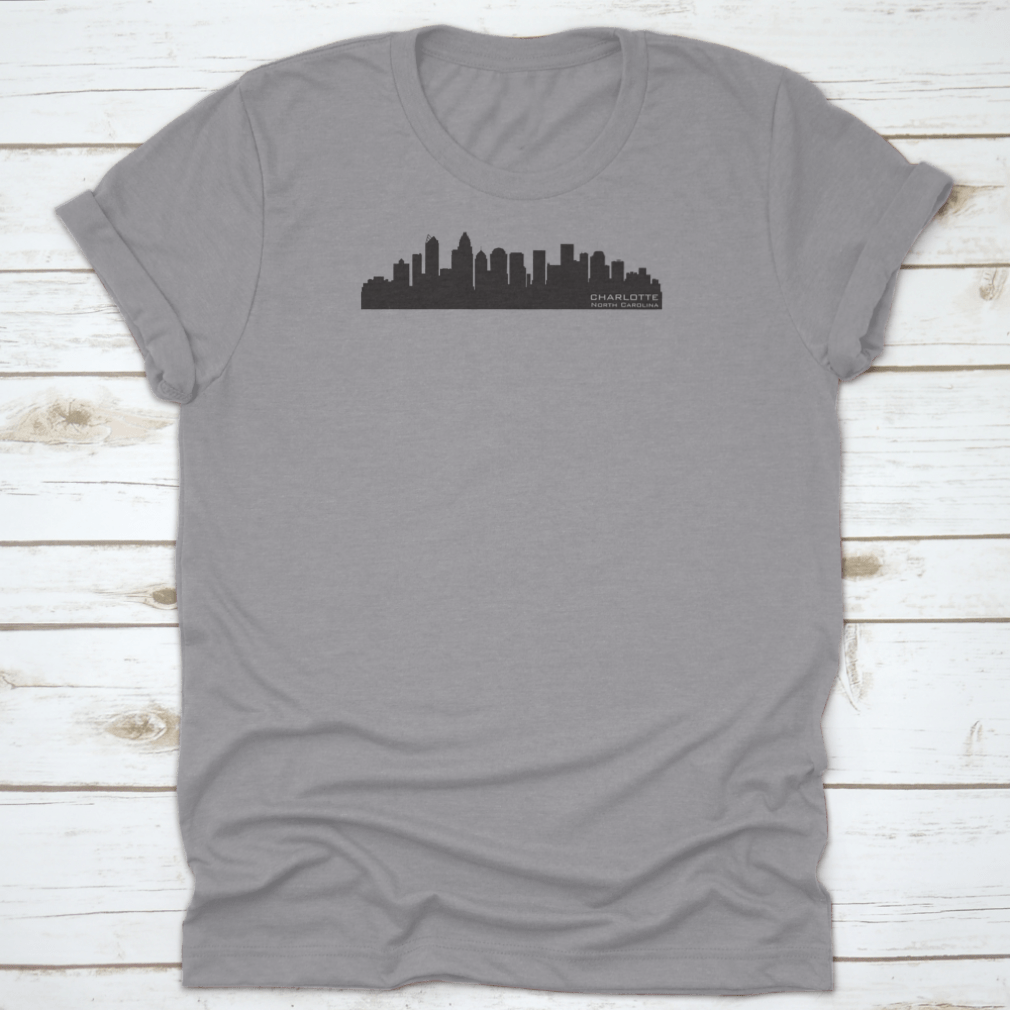 Detailed vector silhouette of the Charlotte, North Carolina skyline showcasing iconic buildings and structures.