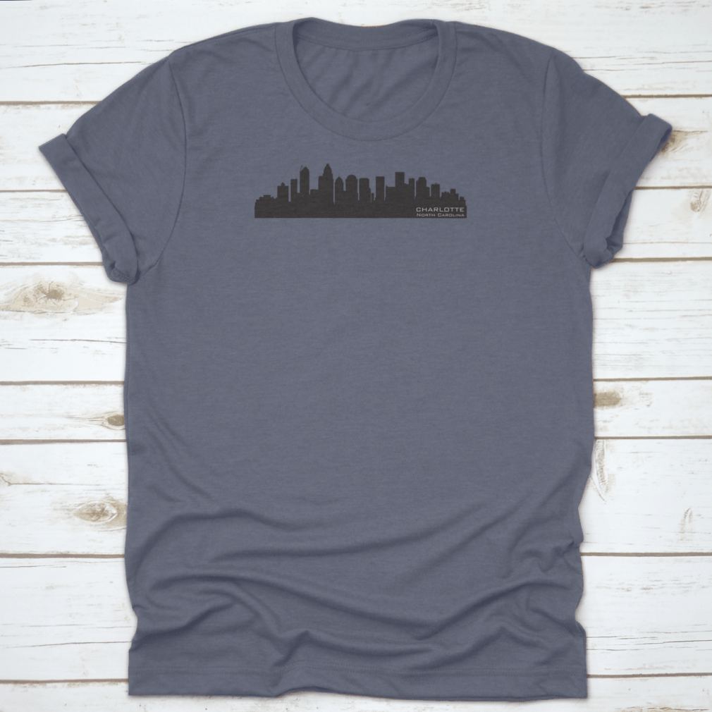 Detailed vector silhouette of the Charlotte, North Carolina skyline showcasing iconic buildings and structures.