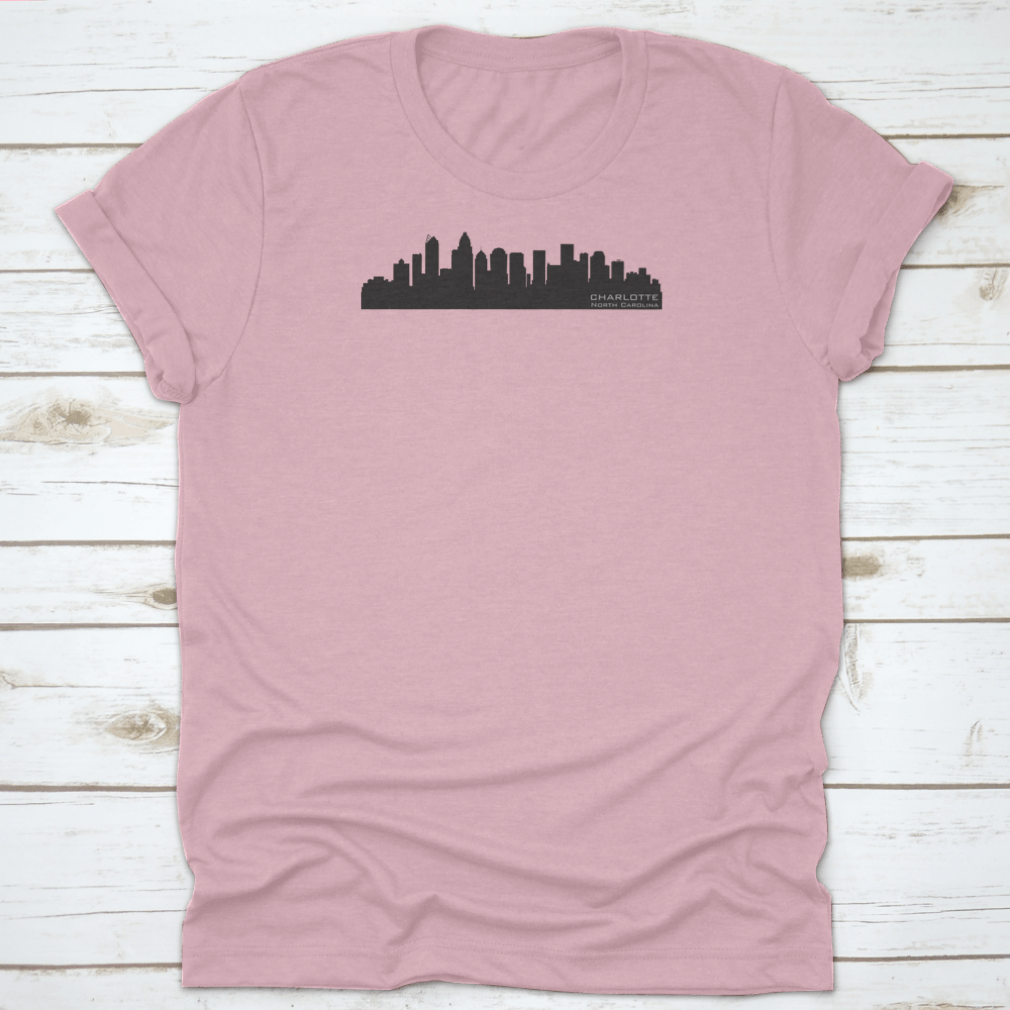 Detailed vector silhouette of the Charlotte, North Carolina skyline showcasing iconic buildings and structures.