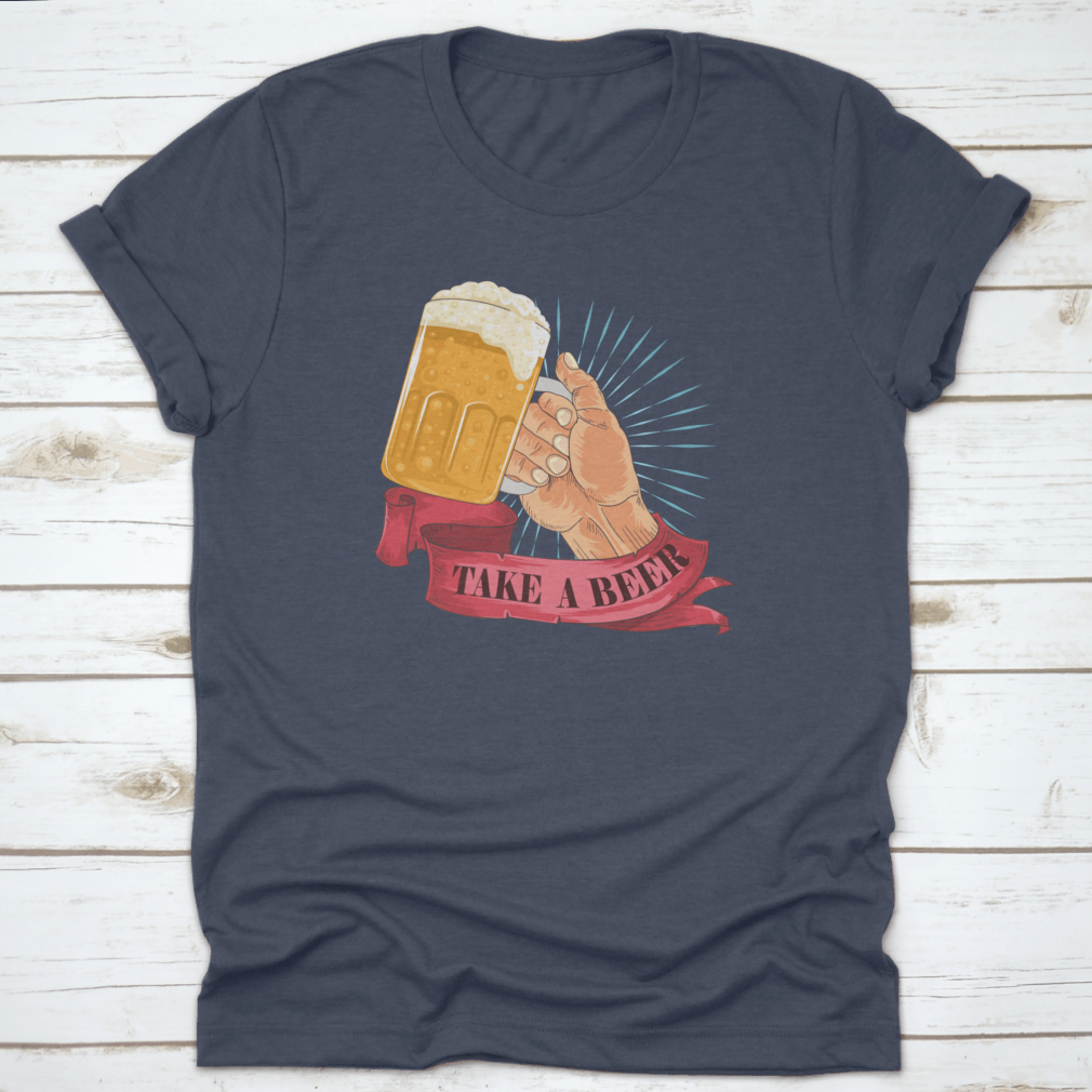 Cheers! Vintage Bubbling Beer T-shirt design featuring a playful beer theme, made from soft cotton fabric.