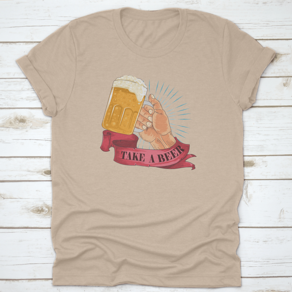 Cheers! Vintage Bubbling Beer T-shirt design featuring a playful beer theme, made from soft cotton fabric.