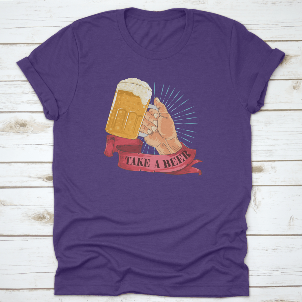 Cheers! Vintage Bubbling Beer T-shirt design featuring a playful beer theme, made from soft cotton fabric.