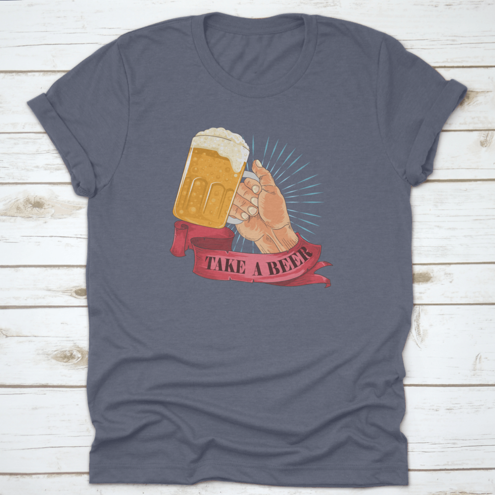 Cheers! Vintage Bubbling Beer T-shirt design featuring a playful beer theme, made from soft cotton fabric.