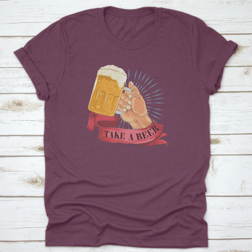 Cheers! Vintage Bubbling Beer T-shirt design featuring a playful beer theme, made from soft cotton fabric.