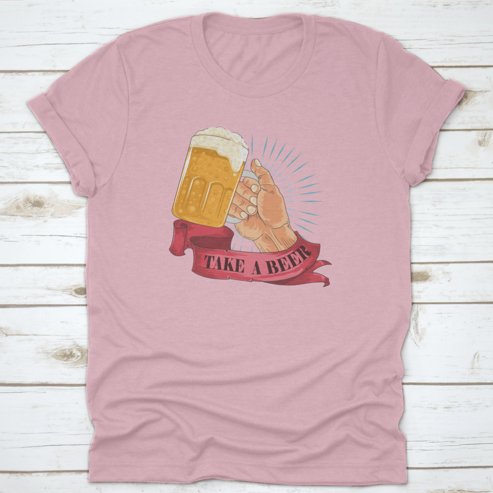 Cheers! Vintage Bubbling Beer T-shirt design featuring a playful beer theme, made from soft cotton fabric.