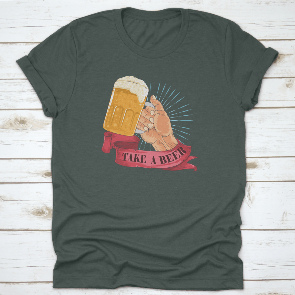 Cheers! Vintage Bubbling Beer T-shirt design featuring a playful beer theme, made from soft cotton fabric.