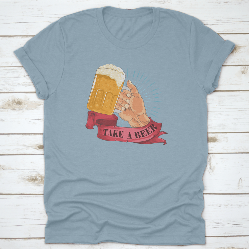 Cheers! Vintage Bubbling Beer T-shirt design featuring a playful beer theme, made from soft cotton fabric.
