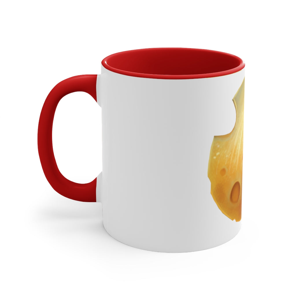 Cheese Accent Coffee Mug, 11oz with colorful interior and C-handle, perfect for coffee and tea.