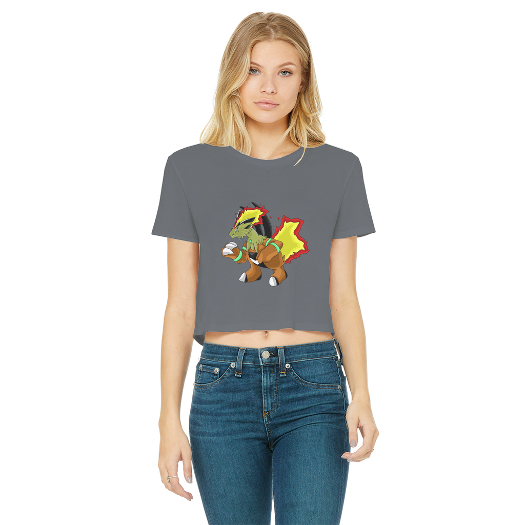 Chibakzu Classic Women's Cropped Raw Edge T-Shirt in various colors, showcasing its round neck, short sleeves, and raw edge hem.