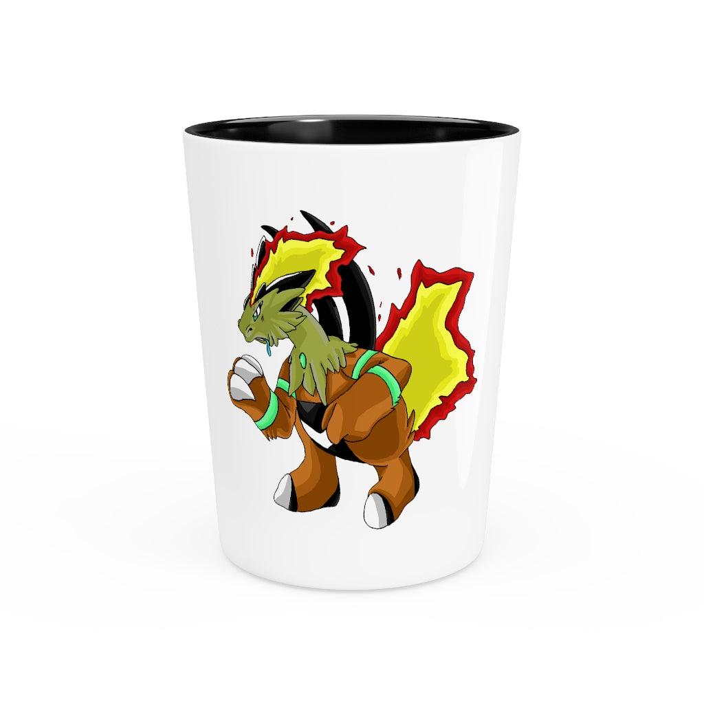 Chibakzu Shot Glass with customizable white or black interior, showcasing elegant ceramic design.