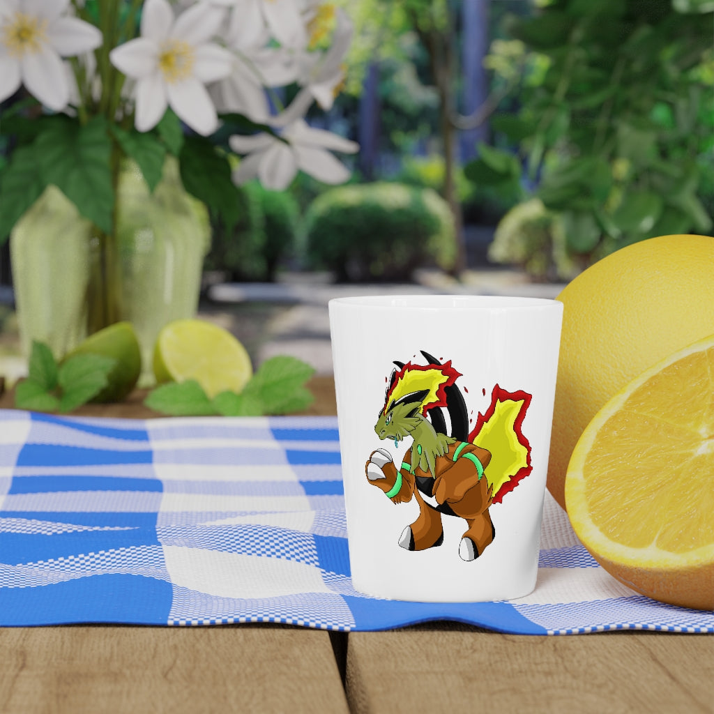 Chibakzu Shot Glass with customizable white or black interior, showcasing elegant ceramic design.