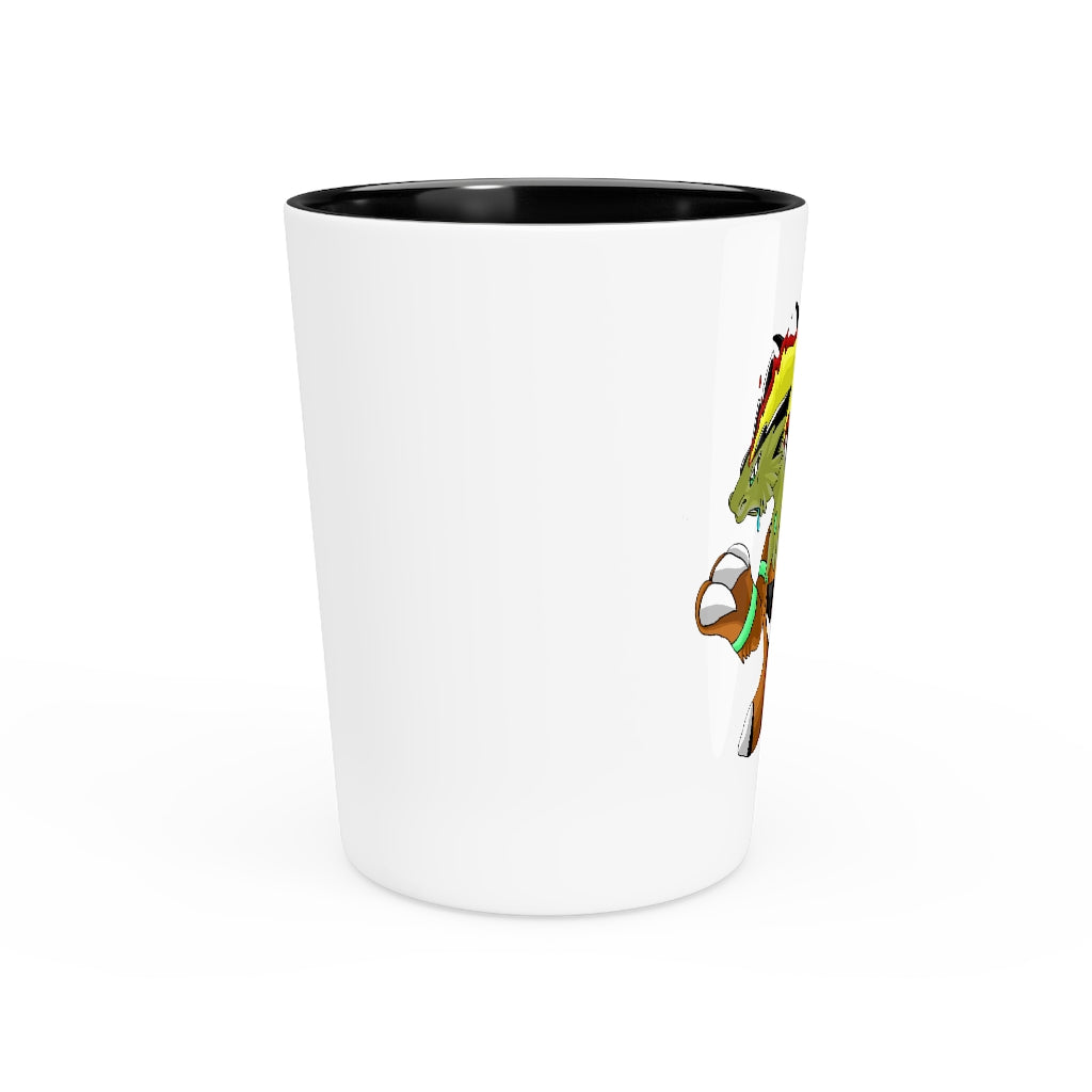 Chibakzu Shot Glass with customizable white or black interior, showcasing elegant ceramic design.