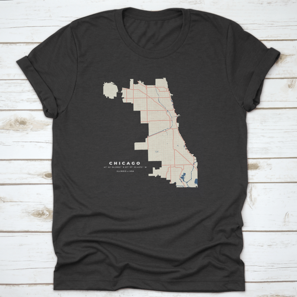 Chicago Map Road Poster showcasing detailed vector graphics of Illinois, perfect for home decor.