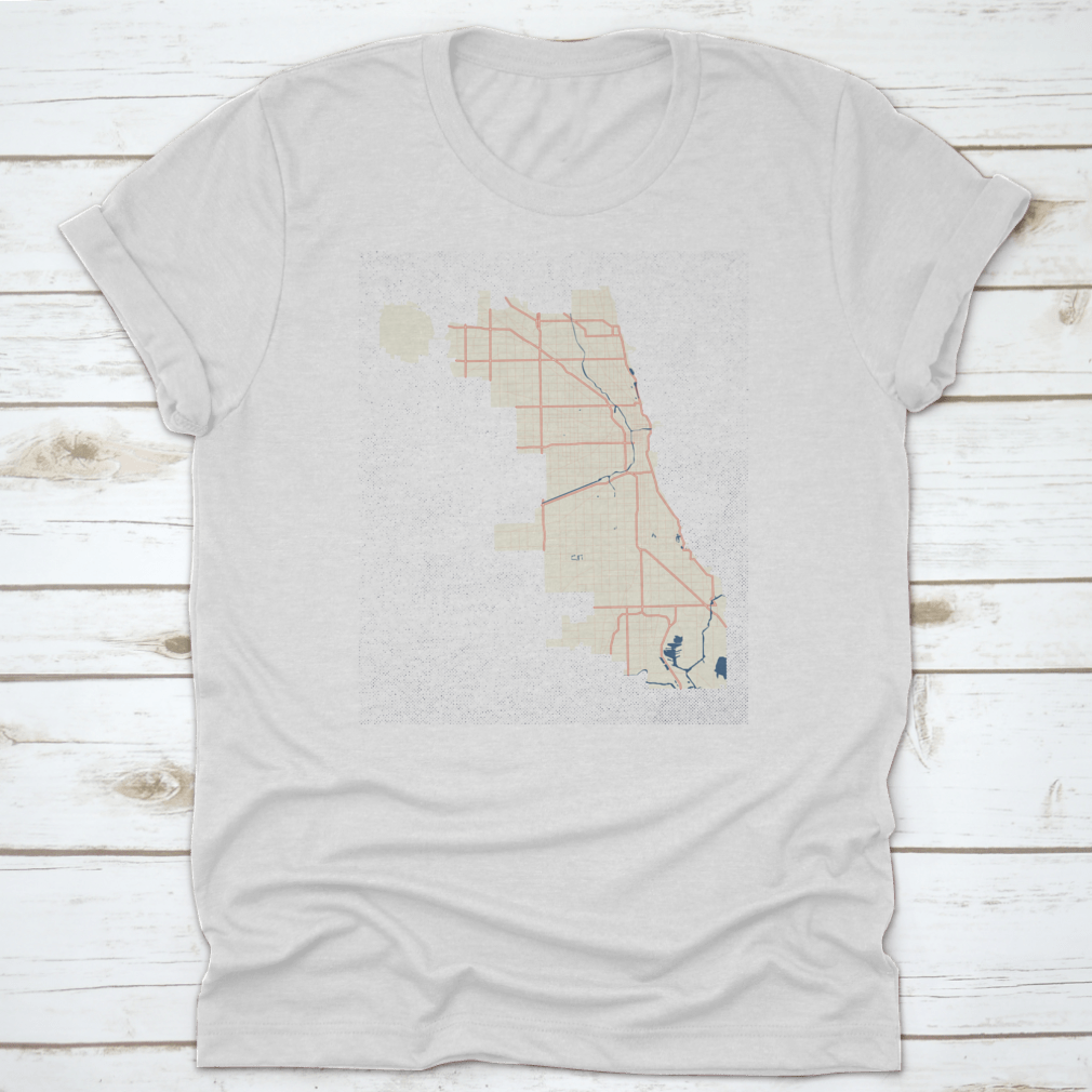 Chicago Map Road Poster showcasing detailed vector graphics of Illinois, perfect for home decor.