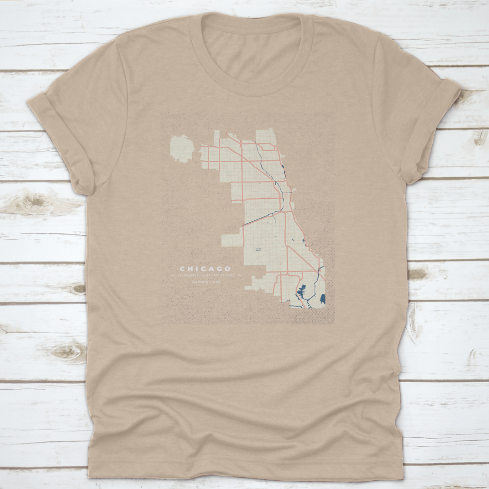 Chicago Map Road Poster showcasing detailed vector graphics of Illinois, perfect for home decor.
